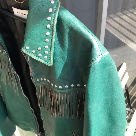 Coach leather green jacket - Picture 2 of 4